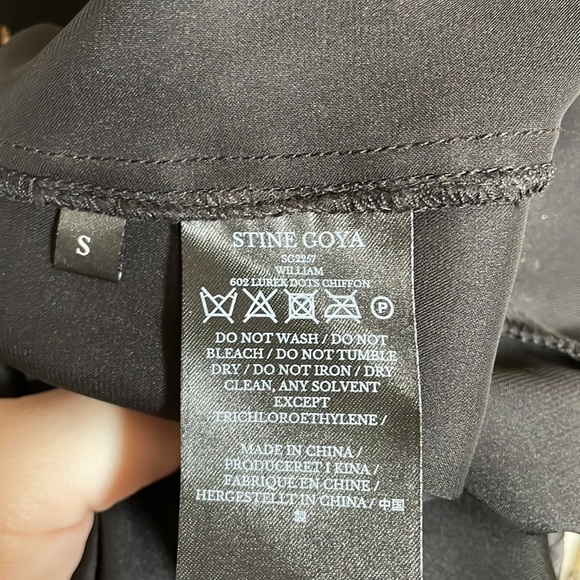 Stine Goya Black Gold Metallic William 602 Lurex Dots Silk Chiffon Midi Dress - Picture 2 of 11